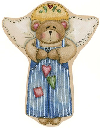Framed Boy Bear Angel Print