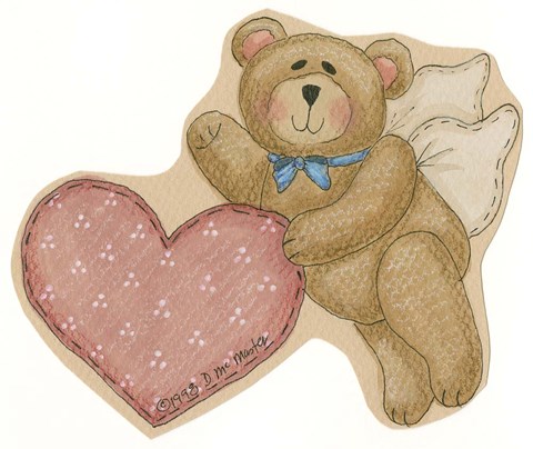 Framed Bear Angel With Heart Print