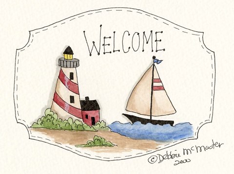 Framed Lighthouse And Sailboat Print