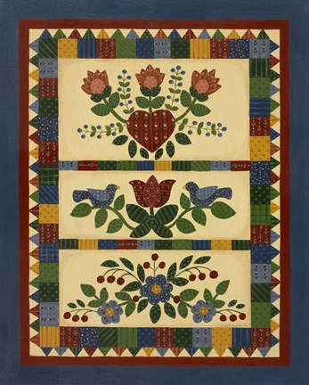 Framed Flower Quilt 2 Print