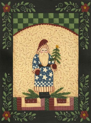 Framed Patriotic Antique Santa Print