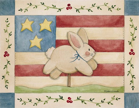 Framed Bunny With Flag Background Print