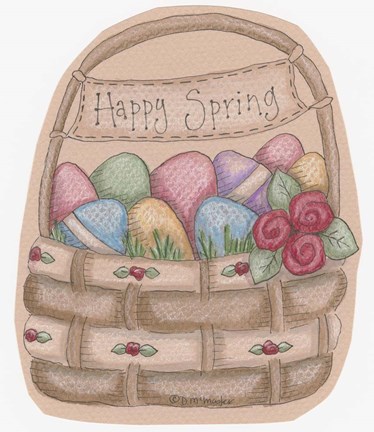 Framed Happy Spring Basket Print