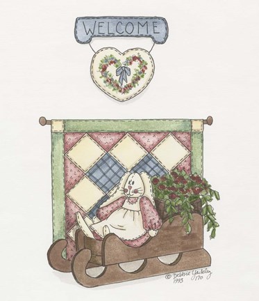 Framed Sled Bunny Print