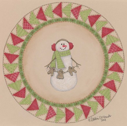 Framed Snowman Circle Print