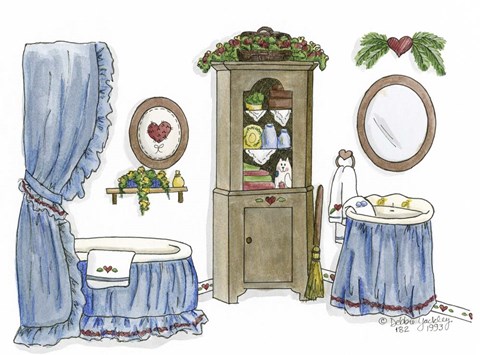 Framed Country Bath 3 Print