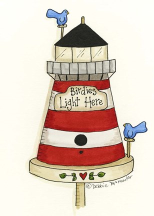 Framed Birdies Light Here Print