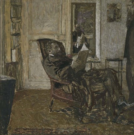 Framed Thadee Natanson, Ker-Xavier Roussel and Vuillard&#39;s Reflection in the Mirror, 1907-1908 Print