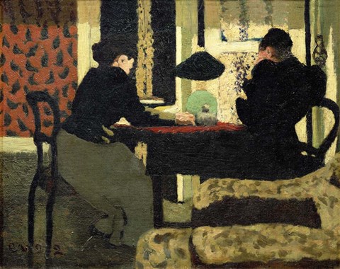 Framed Two Women Under a Lamp, 1892 Print