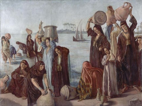 Framed Women Drawing Water from the Nile Print