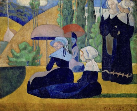 Framed Breton Women with Parasols, 1892 Print