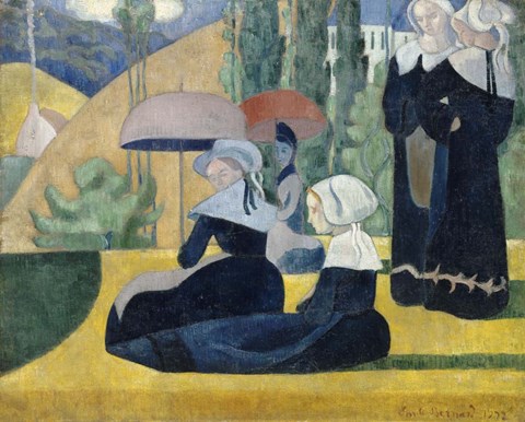 Framed Breton Women with Umbrellas, 1892 Print