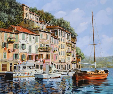 Framed La Barca Rossa Alla Calata Print