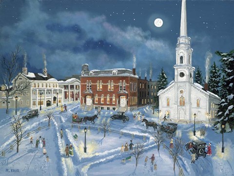 Framed Berkshire Green in Winter (Lee Mass) Print