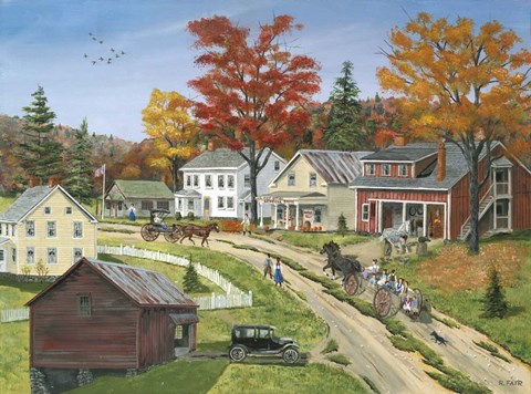 Framed Frisbee Street School Wagon Print