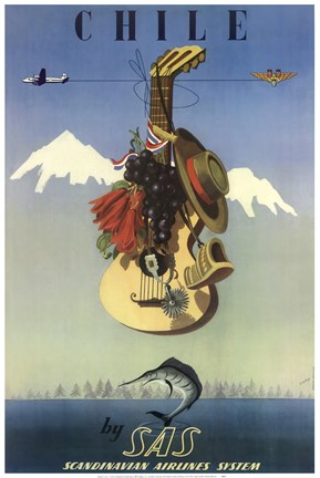 Framed Fly To Chile Print