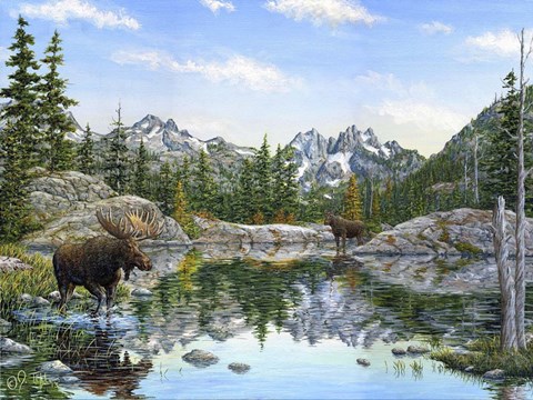 Framed Moose Painting 2 Print