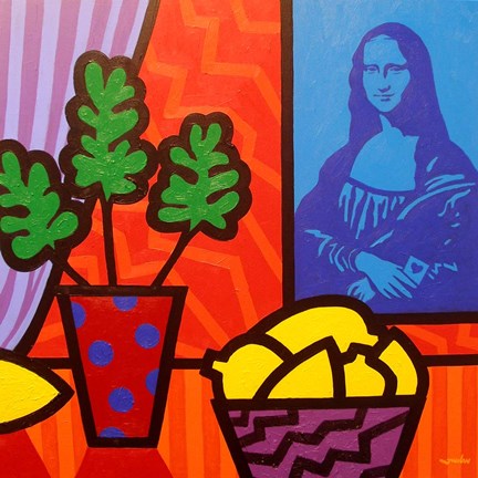 Framed Still Life With Matisse and Mona Lisa Print