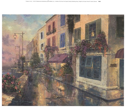 Framed Twilight By The Sea Print