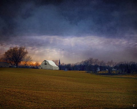 Framed Missouri Barn At Sunset Print