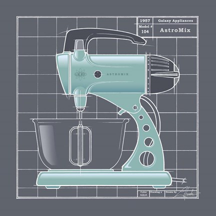 Framed Galaxy Mixer - Aqua Print