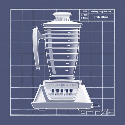 Framed Galaxy Blender - Blueprint Print