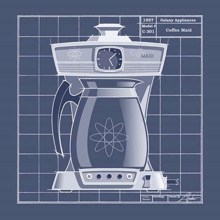 Framed Galaxy Coffeemaid - Blueprint Print