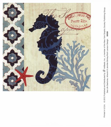 Framed Sea Life Seahorse Print