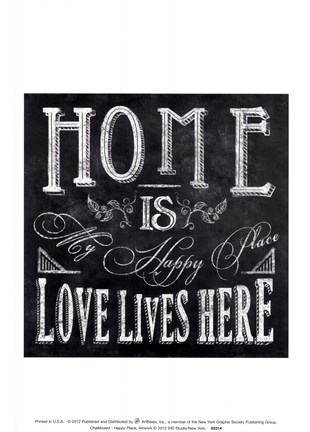 Framed Chalkboard - Happy Place Print