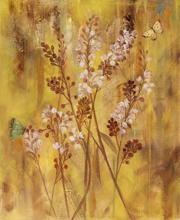 Framed Golden Butterfly Field I Print