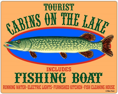 Framed Tourist Cabins on the Lake Print