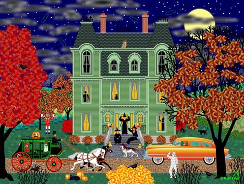 Framed Halloween House Print