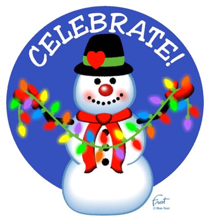 Framed Snowman Christmas Lights Print