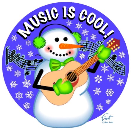 Framed Snowman Guitar Print