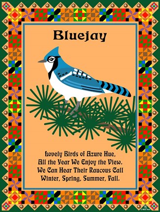 Framed Blue Jay Quilt Print