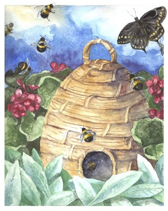 Framed Bee And Flower Print