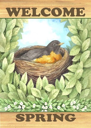 Framed Welcome Spring Robin Print