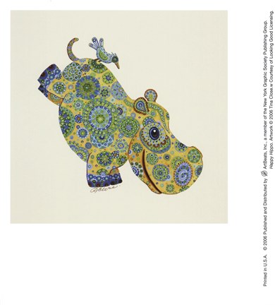 Framed Happy Hippo Print