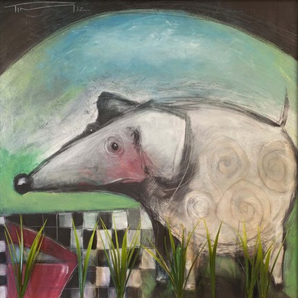 Framed Fancy Dog At Picnic Print