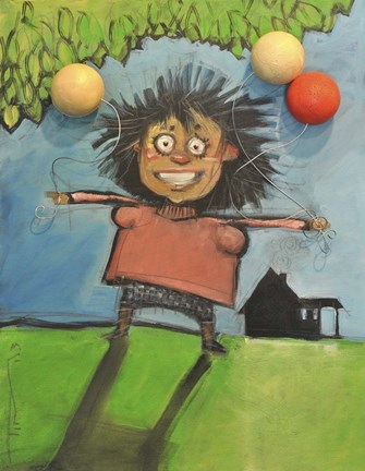 Framed Girl With Balloons Print