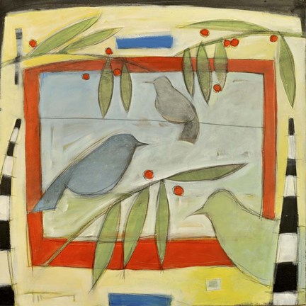 Framed Birds And Berries Print