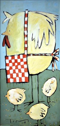 Framed Hen And Chicks Print