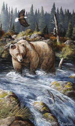 Framed Busy Day At The Fishing Hole Print