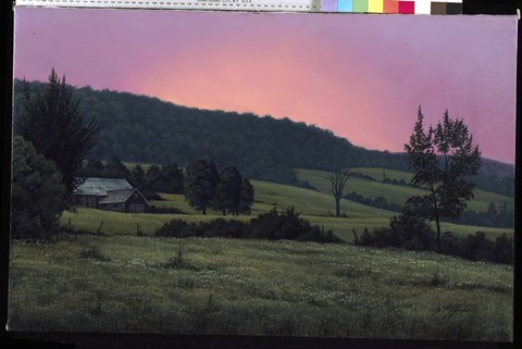 Framed Hillside At Dusk Print