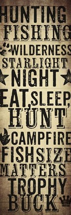 Framed Hunting and Fishing Typography I Print