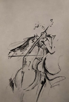 Framed Cellist Sketch Print