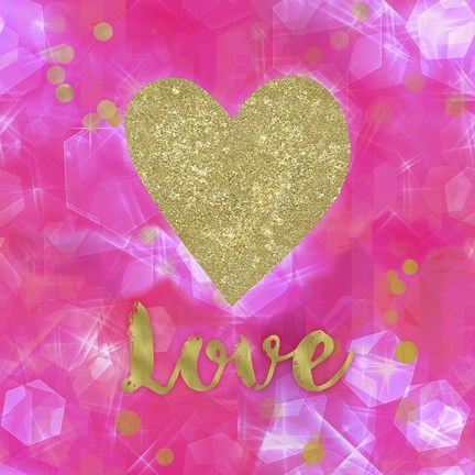 Framed Glitter Love Pink Print