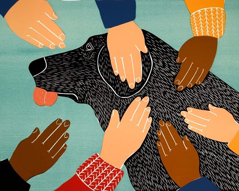 Framed Getting Petted black Print