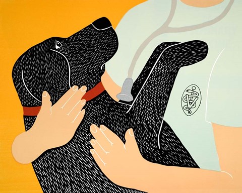 Framed Going to the Vet Black Print