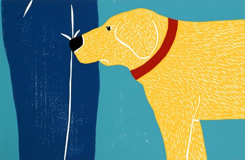 Framed Greeting Visitors Bad Dog Yellow Print